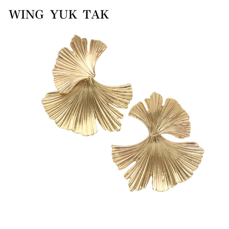 New Fashion Leaves korean Earring for Women Vintage Gold Color Stud Earrings Metal Jewelry Pendientes Mujer Brincos