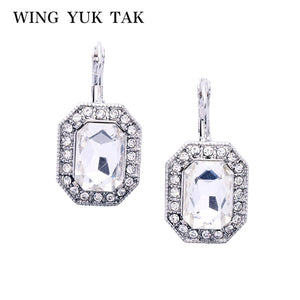 Crystal Stud Earrings Vintage Square Small Earrings For Women Top Fashion Brincos 2017