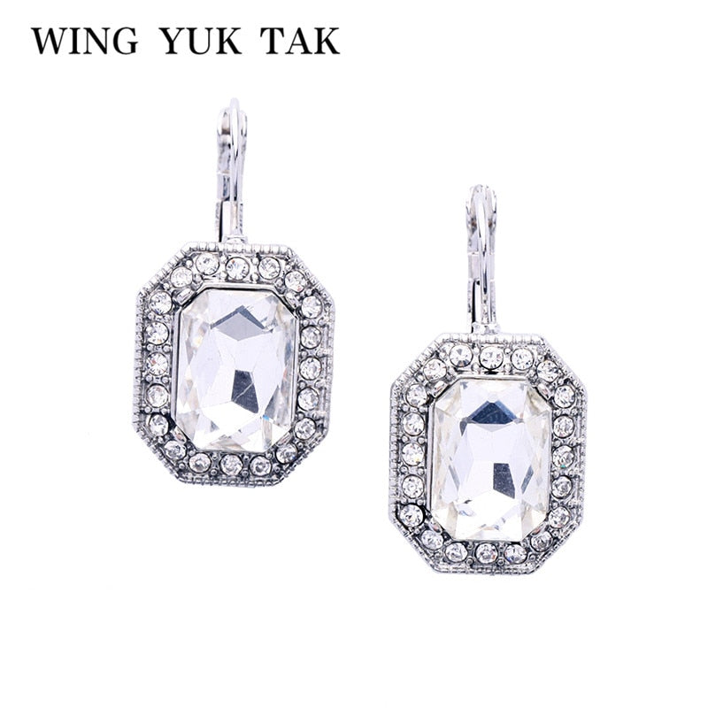 Crystal Stud Earrings Vintage Square Small Earrings For Women Top Fashion Brincos 2017
