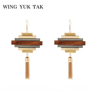 Original Design Drop Earrings Fashion Classic Vintage Geometric Wood Earrings For Women Statement Jewelry Bijoux