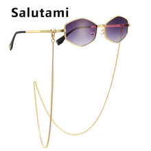 Carica l&#39;immagine nel visualizzatore di Gallery, con catena Occhiali da sole quadrati irregolari piccoli per donna occhiali da sole con catena sfumata di marca occhiali da sole in lega femminile uv400