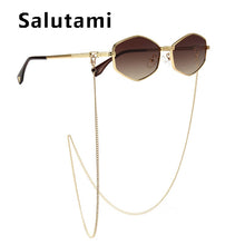 Carica l&#39;immagine nel visualizzatore di Gallery, con catena Occhiali da sole quadrati irregolari piccoli per donna occhiali da sole con catena sfumata di marca occhiali da sole in lega femminile uv400