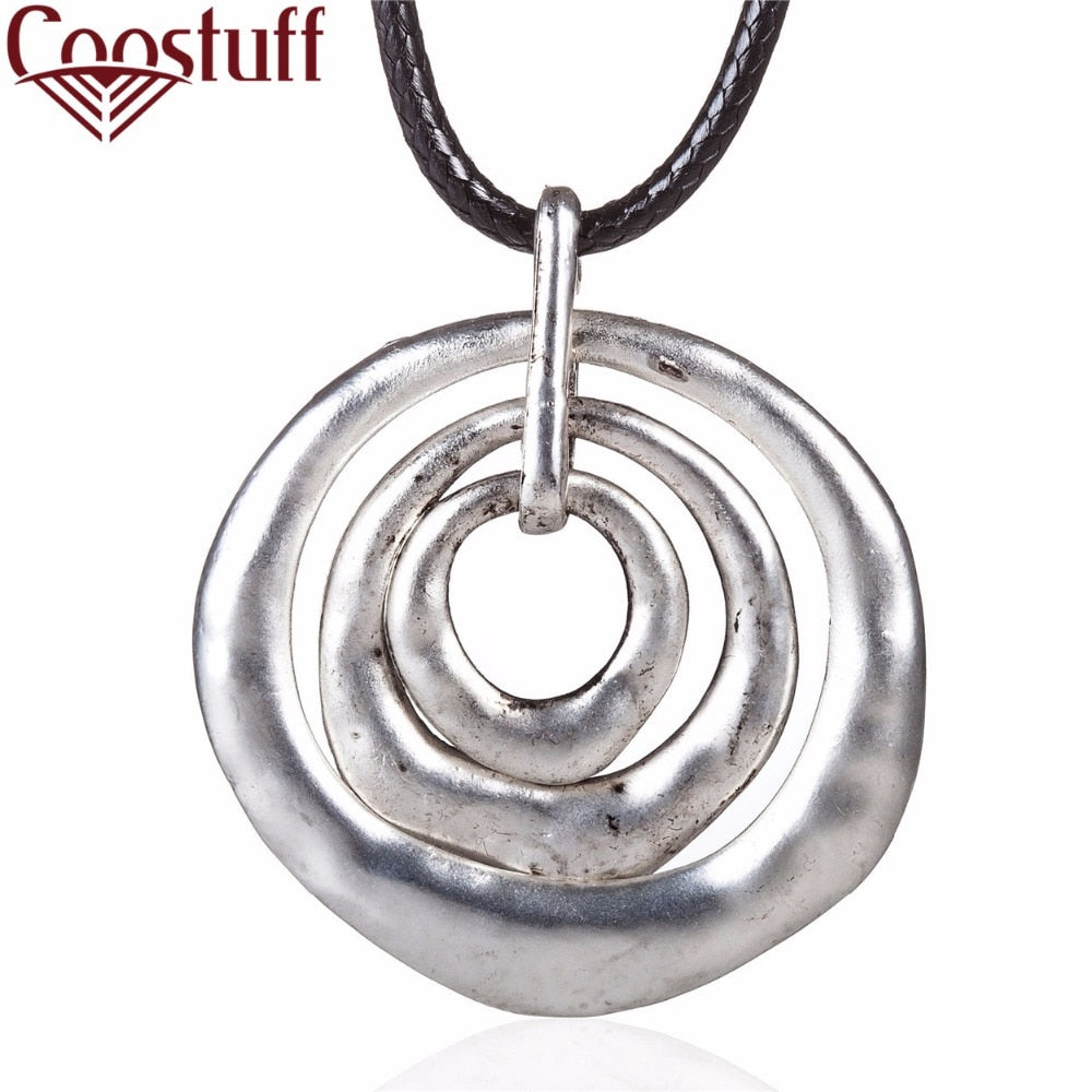 woman jewelry statement necklaces & pendants Silver Circles pendant Long necklace for women christmas gift collares mujer