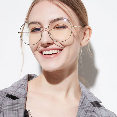 women Metal Sunglass Eyewear Accessories Oversized  Frames Round Frame Clear lens Women\'s Glasses Eyeglasses Femme