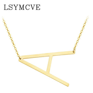 women girl jewelry elegant chain alphabet letter pendant necklace 3 colors stainless steel choker initial necklace