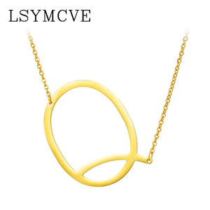 women girl jewelry elegant chain alphabet letter pendant necklace 3 colors stainless steel choker initial necklace