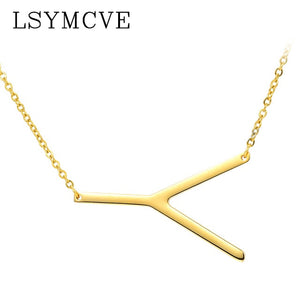 women girl jewelry elegant chain alphabet letter pendant necklace 3 colors stainless steel choker initial necklace