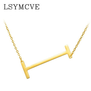 women girl jewelry elegant chain alphabet letter pendant necklace 3 colors stainless steel choker initial necklace