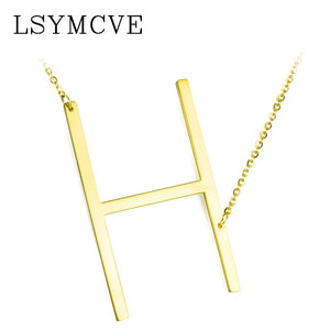 women girl jewelry elegant chain alphabet letter pendant necklace 3 colors stainless steel choker initial necklace
