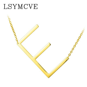 women girl jewelry elegant chain alphabet letter pendant necklace 3 colors stainless steel choker initial necklace