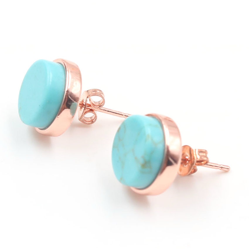 xinshangmie Fashion Design Green Turquoises Stone Geometry Round Stud Earring For Women Charm Jewelry Boucle D'oreille 1pcs