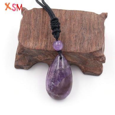 xinshangmie Trendy Hot Sell Natural Stone Amethysts Rose Pink Quart Water Drop shape Pendants Necklace For Women Charm Jewelry