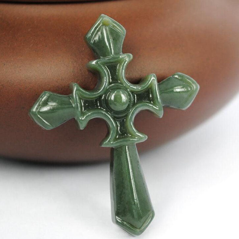 yu xin yuan Fine Jewelry Natural Hetian Jade Carved Cross Pendant Lucky Amulet Men Women Jade Necklace party jewelry
