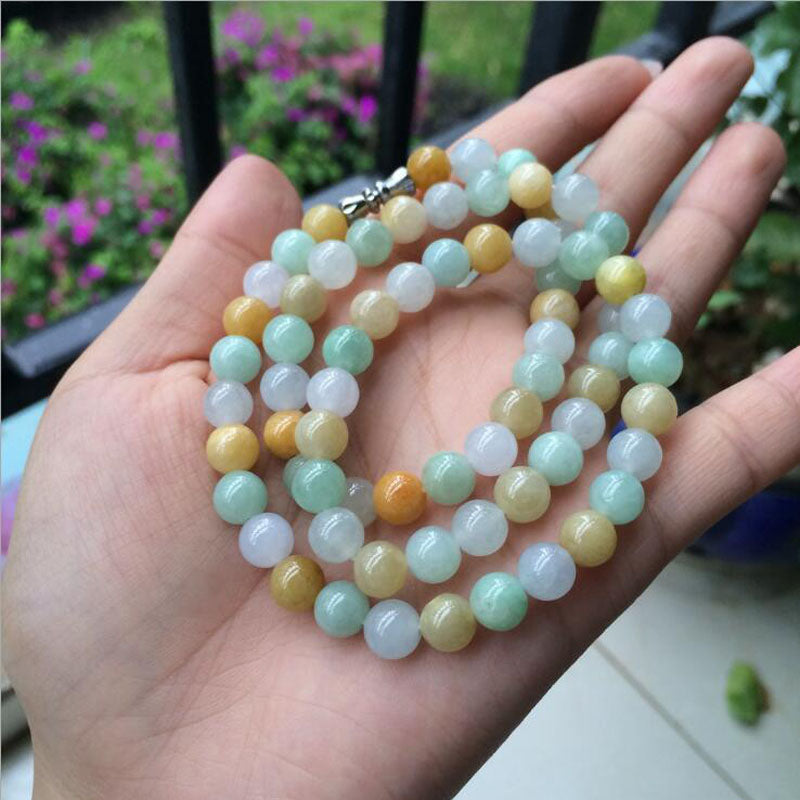yu xin yuan fashion fine jewelry natural round beads hand-woven necklace for women