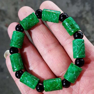 yu xin yuan natural gan qing jade and black round bead fashion jewelry bracelet