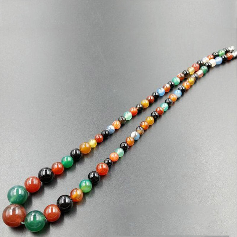 yu xin yuan nature fashion multicoloured agate round bead charm necklace for women party gift